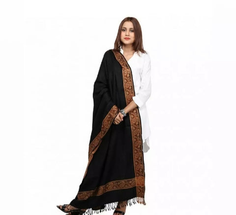Black Wool Stole / Shawl For Woman.