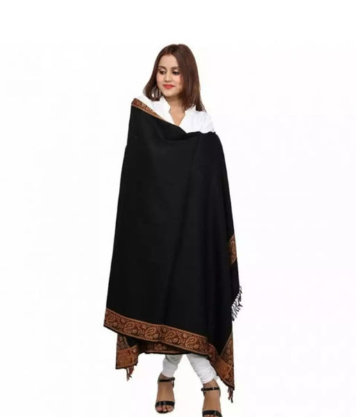 Black Wool Stole / Shawl For Woman.