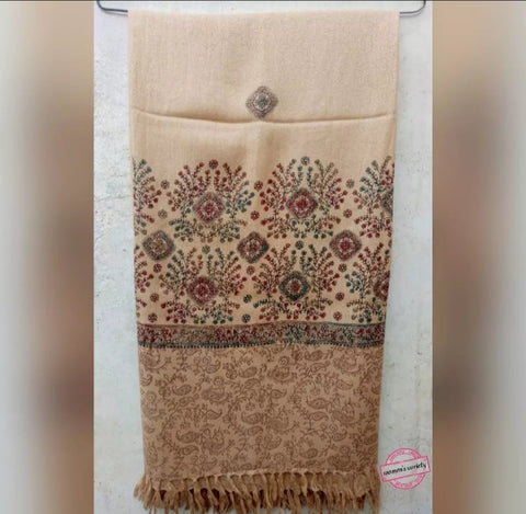 Kashmiri Hand Embroided Skin Woolen Winter Shawl.