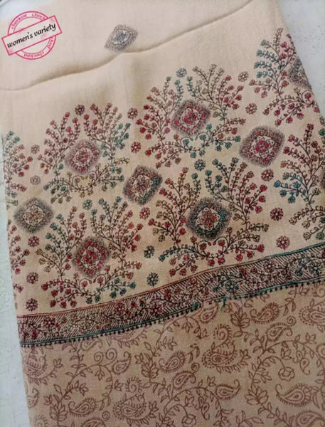 Kashmiri Hand Embroided Skin Woolen Winter Shawl.