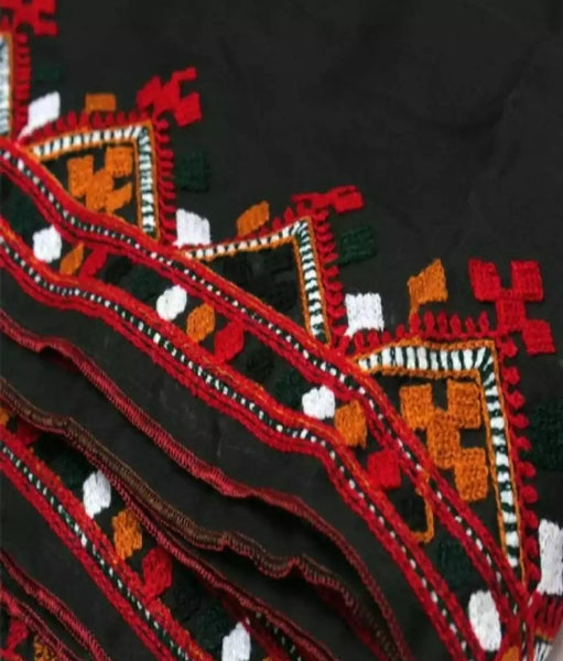 Sindhi Embroidered Black Ajrak.