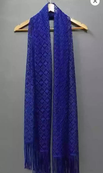 Beautiful Blue lightweight Narrow Net Stole.