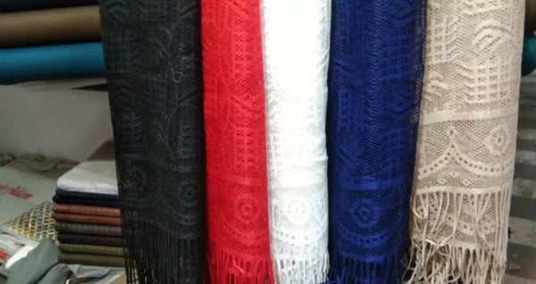 Beautiful Blue lightweight Narrow Net Stole.