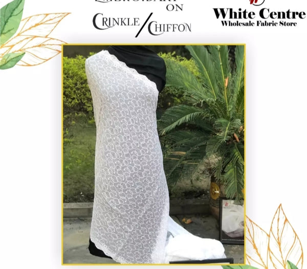 Embroidery on Crinkle Dupatta.