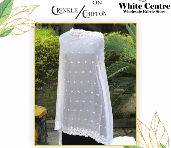 Embroidery on Crinkle Dupatta.