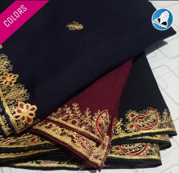2 pieces Maroon Tow Border Lawn Fabric Shawl.