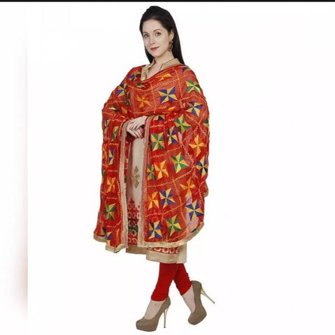 Punjabi Phulkari Embroidery Chiffon.