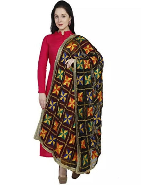 Punjabi Phulkari Embroidery Chiffon.