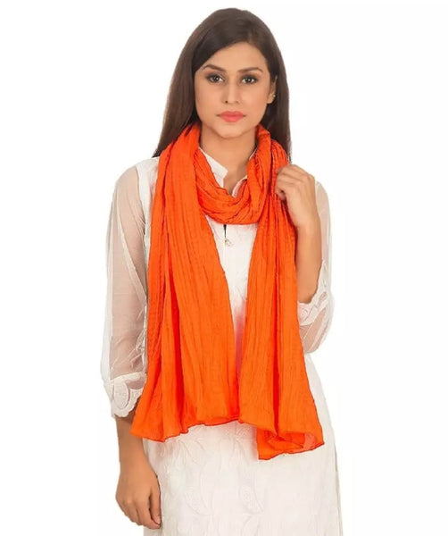 3 piece of Orange Cotton Crush Dupatta For Women.