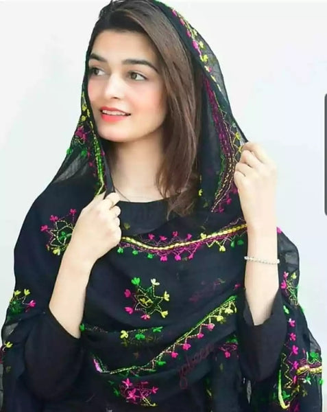 Chiffon Fabric Embroidery Chaddar.