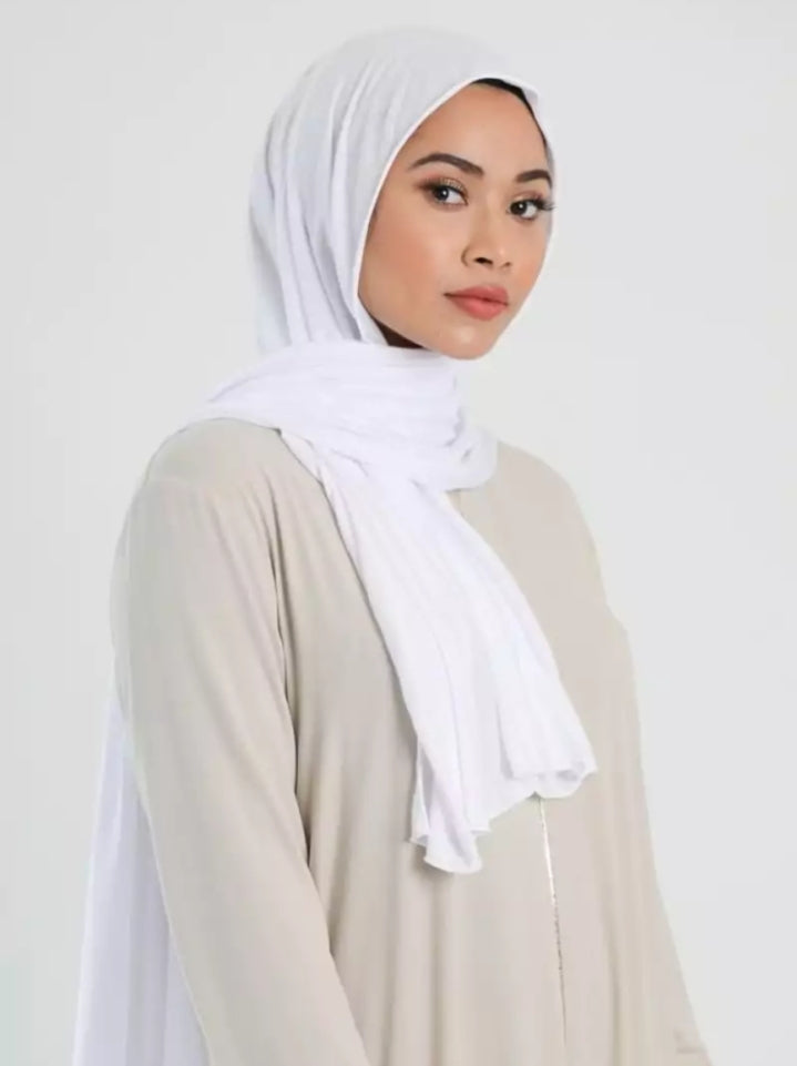 3 piece of White Super Jersey plain Scarf.