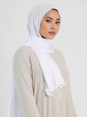 3 piece of White Super Jersey plain Scarf.