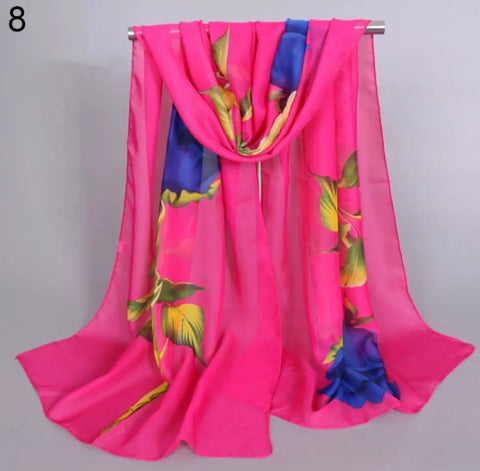 Woman Fashion Long Soft Warp Shawl- Chiffon Scarf.