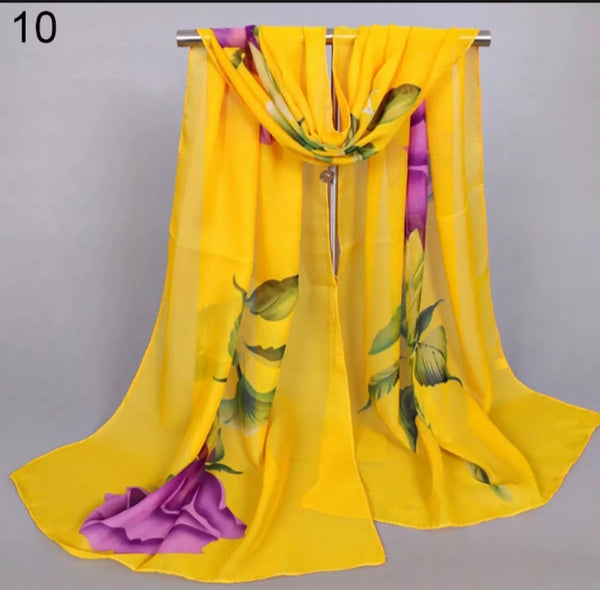 Woman Fashion Long Soft Warp Shawl- Chiffon Scarf.