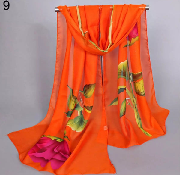 Woman Fashion Long Soft Warp Shawl- Chiffon Scarf.