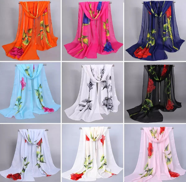 Woman Fashion Long Soft Warp Shawl- Chiffon Scarf.