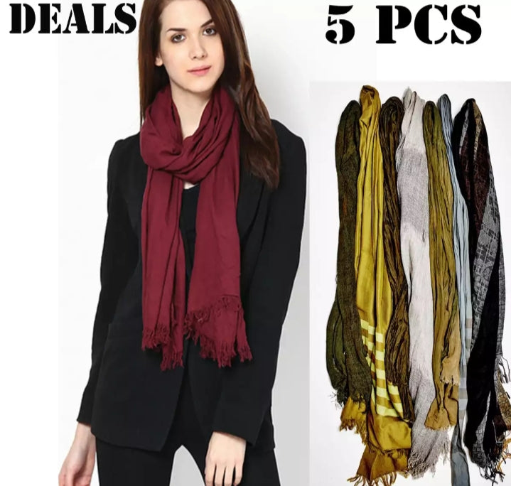 5 piece of plain winter scarf for unisex.