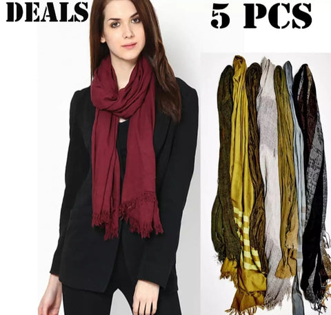 5 piece of plain winter scarf for unisex.