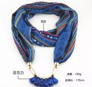polyester bullet pendent charm fashion woman necklace shawl.