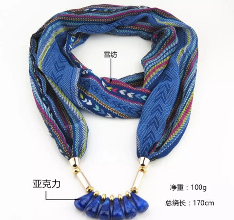 polyester bullet pendent charm fashion woman necklace shawl.