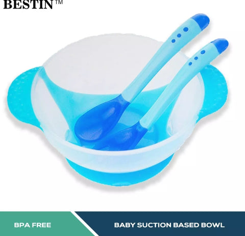 Baby Bowl set with temperature sensing spoon and fork with section cup.