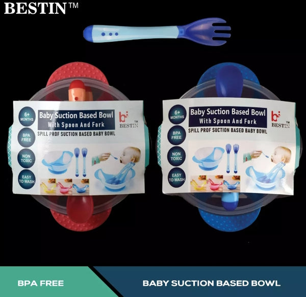 Baby Bowl set with temperature sensing spoon and fork with section cup.