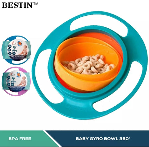 Magic Gyro Bowl 360 Rotate Spill proof infant toddler training feed bowls.