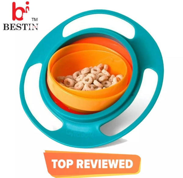Magic Gyro Bowl 360 Rotate Spill proof infant toddler training feed bowls.