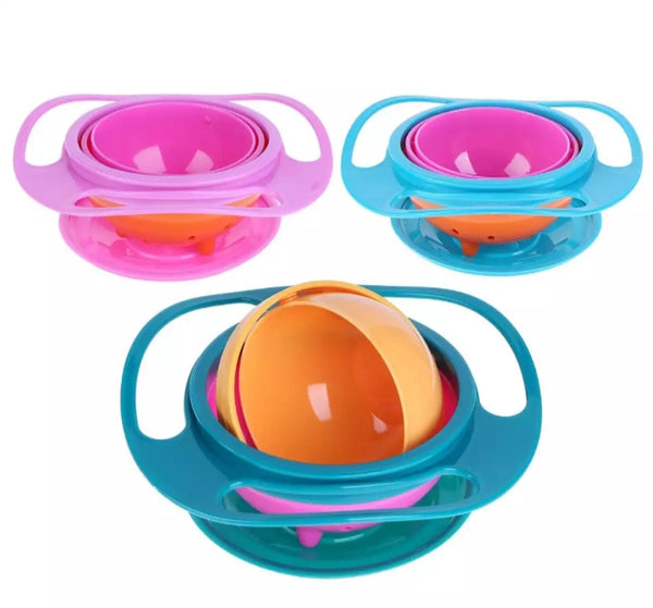 Magic Gyro Bowl 360 Rotate Spill proof infant toddler training feed bowls.