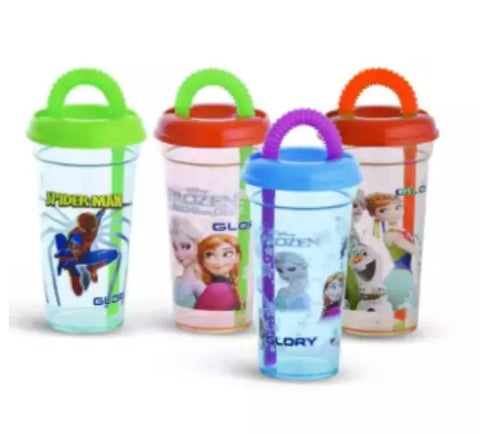 3 piece of Water Glass juice Cup with straw for kids.