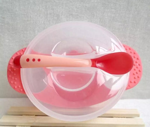 3 piece of baby bowls spoon set feeding bowl