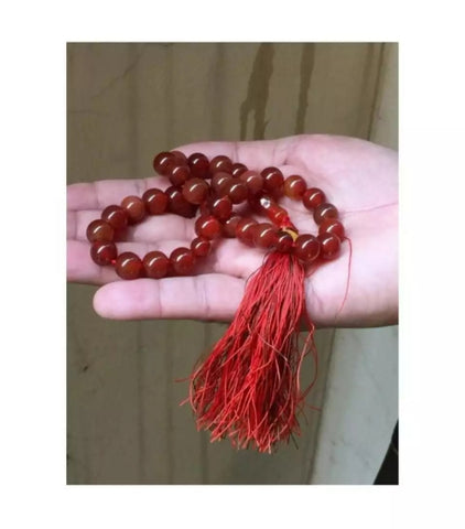 Brown Aqeeq. Agate 33 12mm beads tasbeeh.