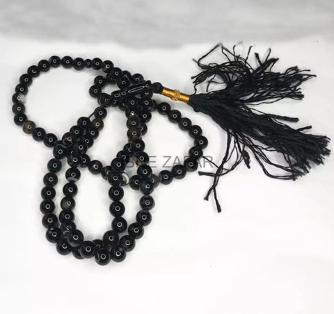 Black Aqeeq - Agate 100 6mm beads tasbeeh.