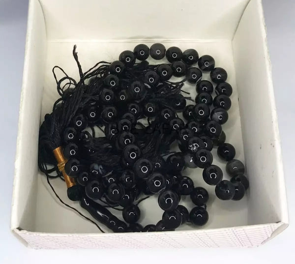Black Aqeeq - Agate 100 6mm beads tasbeeh.