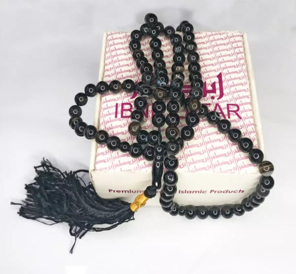 Black Aqeeq - Agate 100 6mm beads tasbeeh.