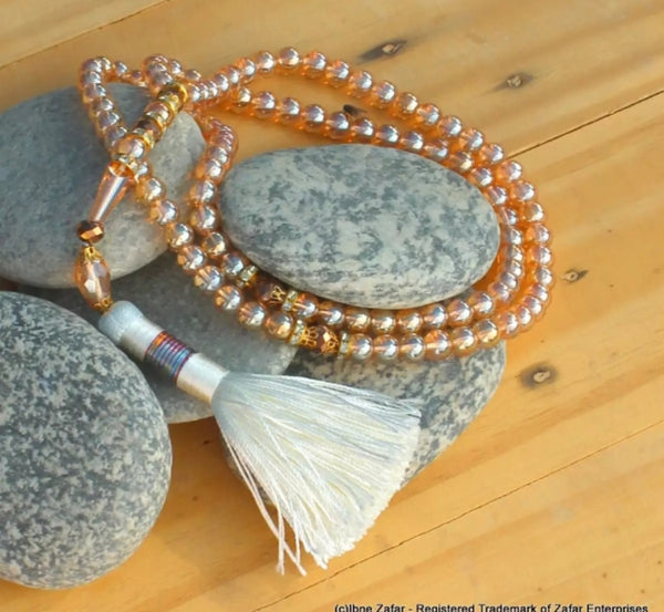Orange Zircon 100 beads tasbeeh.