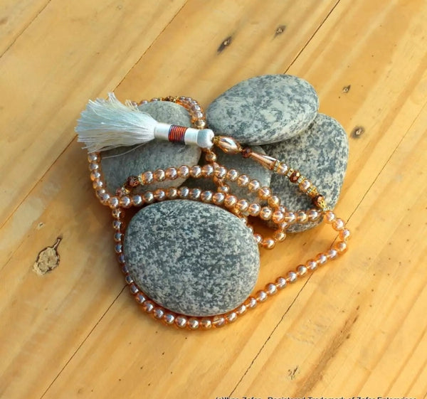 Orange Zircon 100 beads tasbeeh.