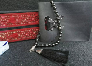 Natural Black Aaqeeq Agate stone tasbeeh. 33 beads. Best quality.