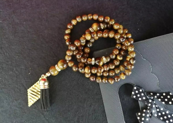 Natural Tiger stone tasbeeh. 99 beads with 6mm.
