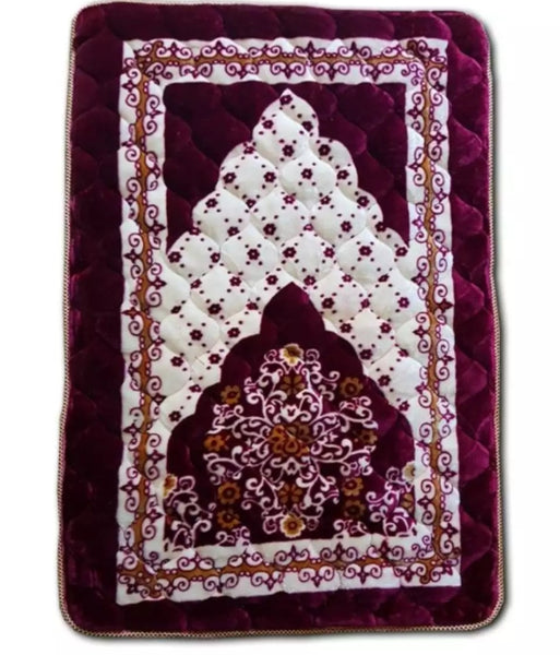 Praying Mat Maroon velvet with foam Jai namaz.