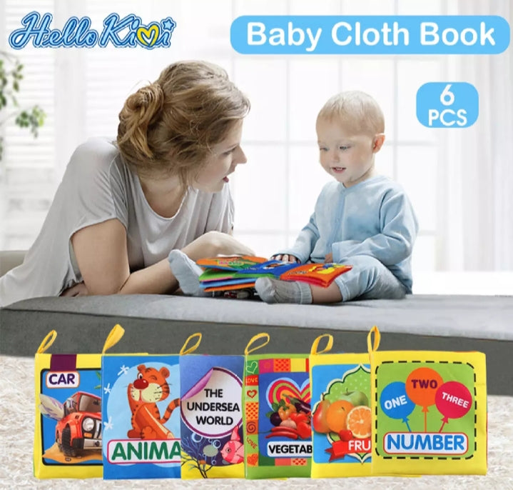6 piece of baby cloth book early learning.