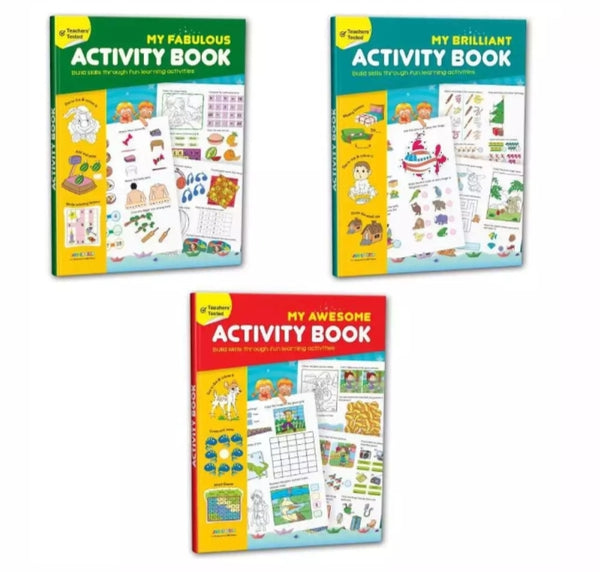3 books of activity book for learning. Kids education.