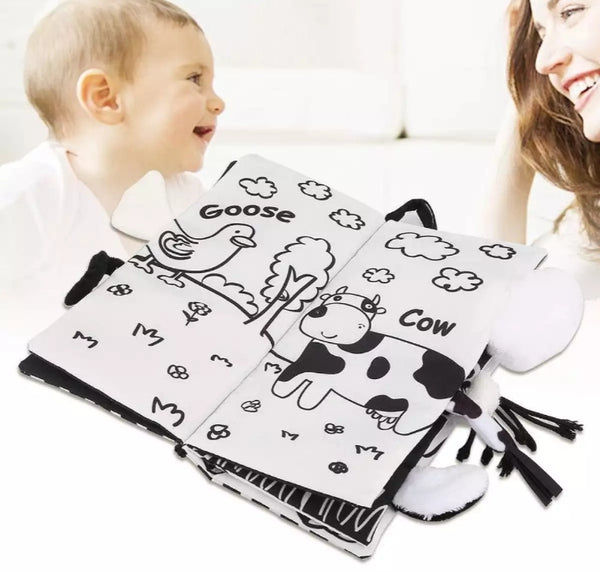 Baby early education toy black and white puzzle tail cloth book.