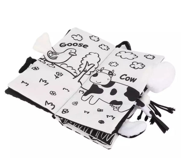 Baby early education toy black and white puzzle tail cloth book.
