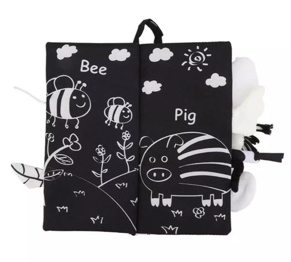 Baby early education toy black and white puzzle tail cloth book.