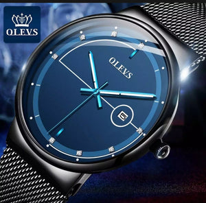 Olevs luxury fashion imported Man watch, stainless steel with waterproof watch.