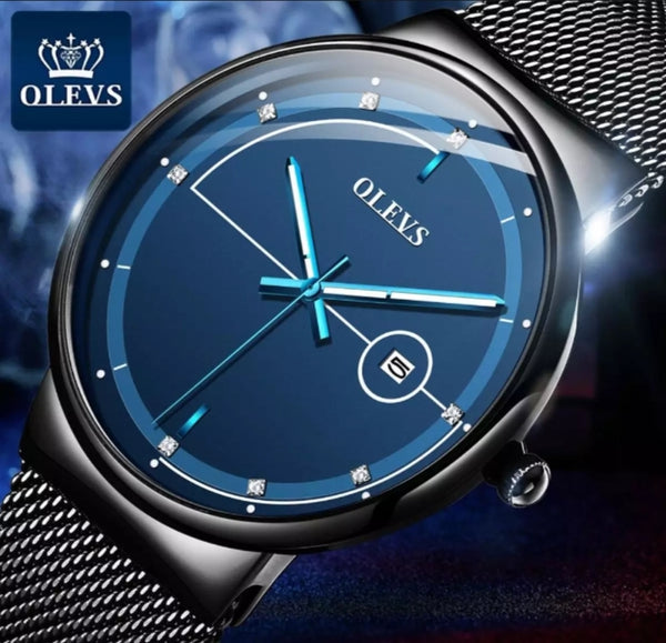 Olevs luxury fashion imported Man watch, stainless steel with waterproof watch.