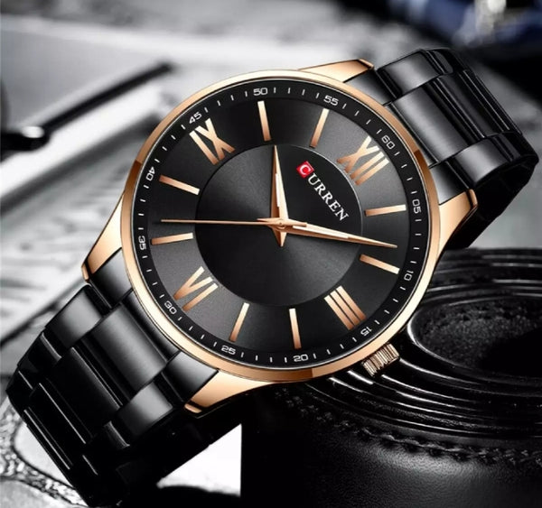 CURREN stainless steel simple and classic thin business watch with box.
