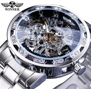 Winner Man watch hollow belt with steel balt, stainless steel watch.