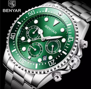 BENYAR Luxury chronograph full steel watch with box.